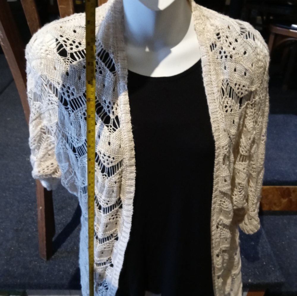 CB5. Lovely Cream Color Crochet Light Summer Cardigan - Pink Republic - Size M
